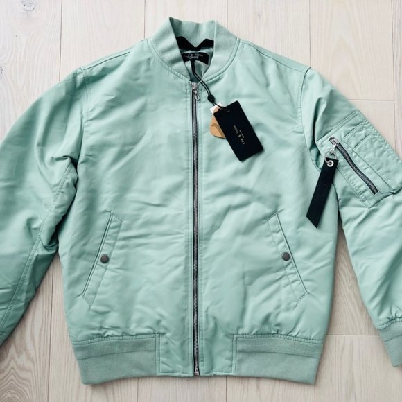 Rag & Bone Manston Recycled  Nylon Bomber in Sage Green ( M ) - Picture 2 of 5